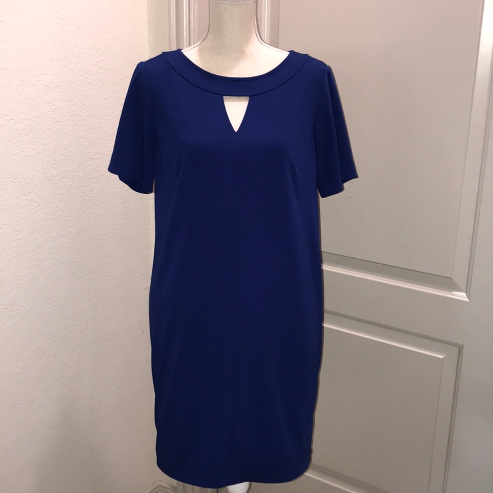 Tahari Keyhole Short Sleeve Sheath Dress